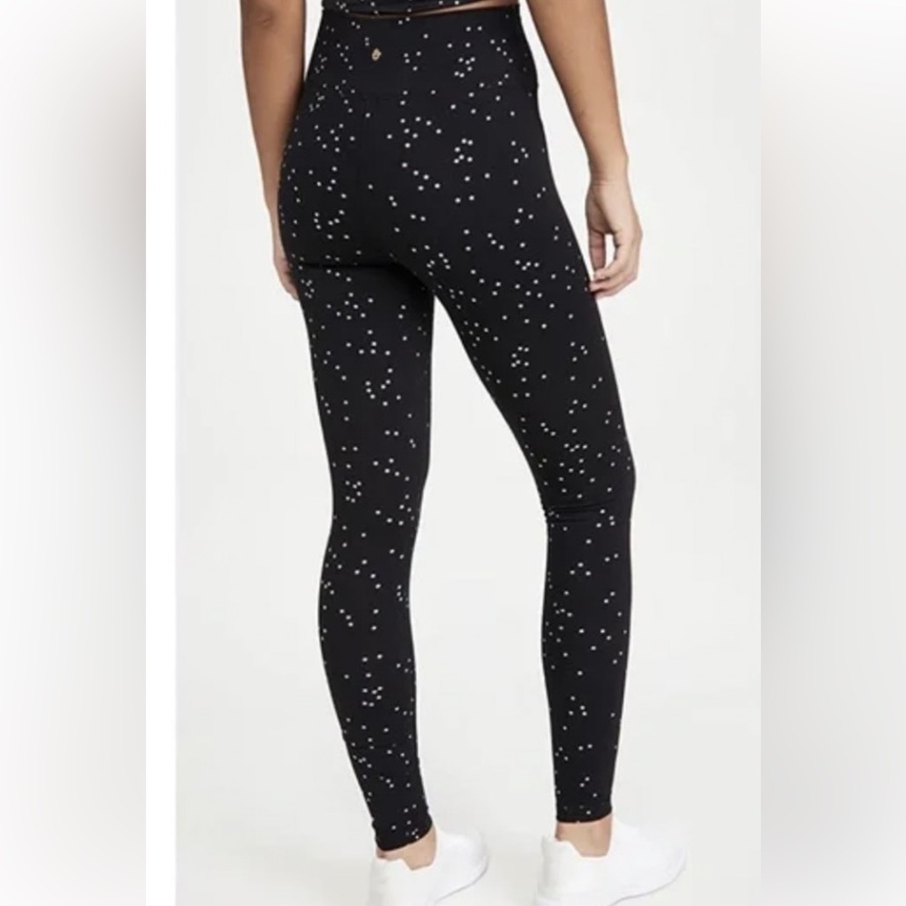 Spiritual Gangster Black Gold Star Night Sky Printed High Waist Leggings m